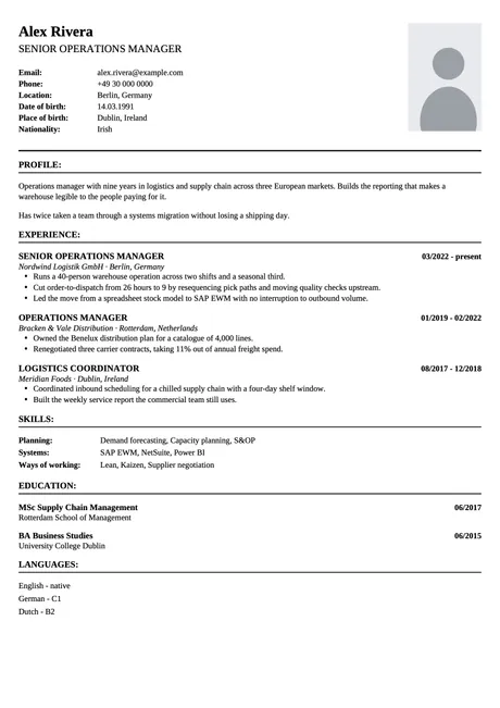 Standard CV design